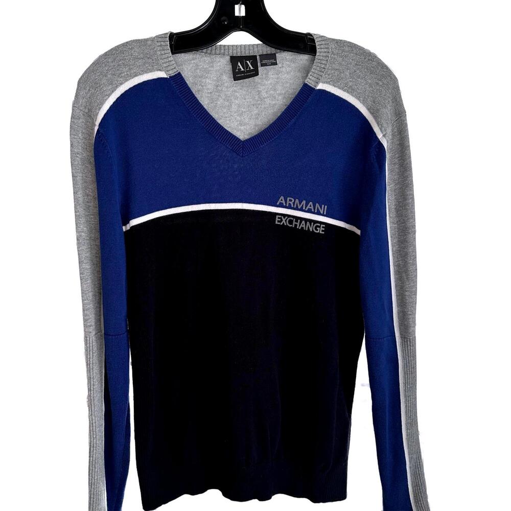 Armani Exchange Men's Colorblock V-Neck Sweater - Medium